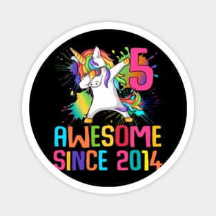 Kids 5 Years Old 5th Birthday Unicorn Shirt Girl Magnet